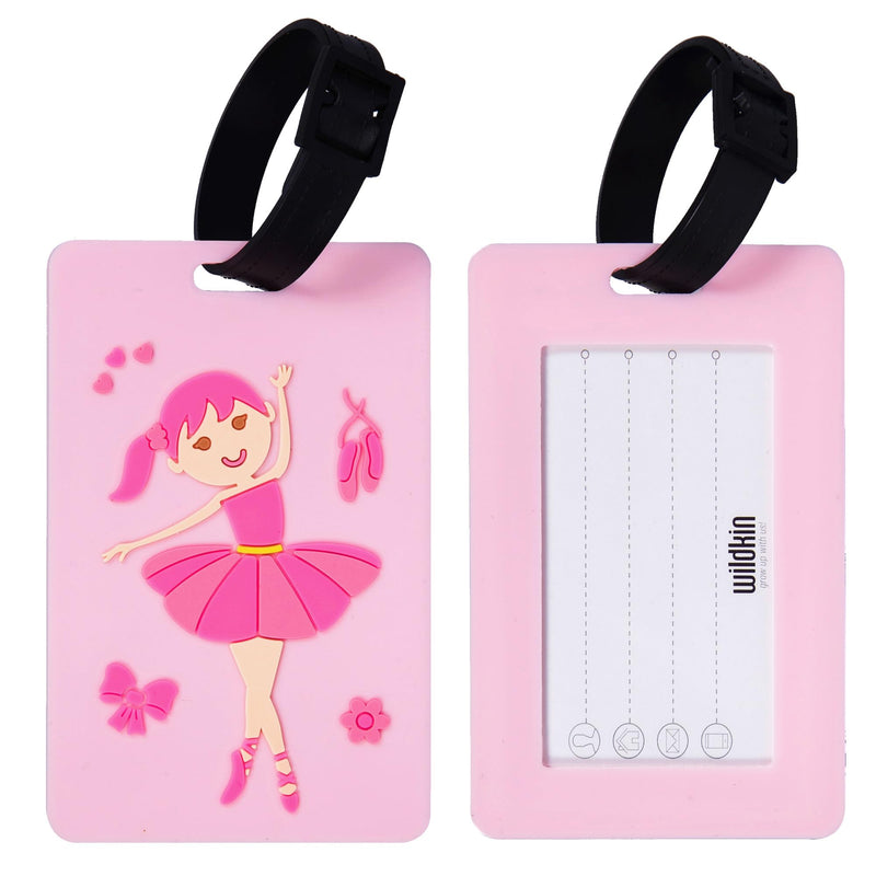 Wildkin Kids Rolling Luggage Bundle with 2 Matching Bag Tags (Ballerina)