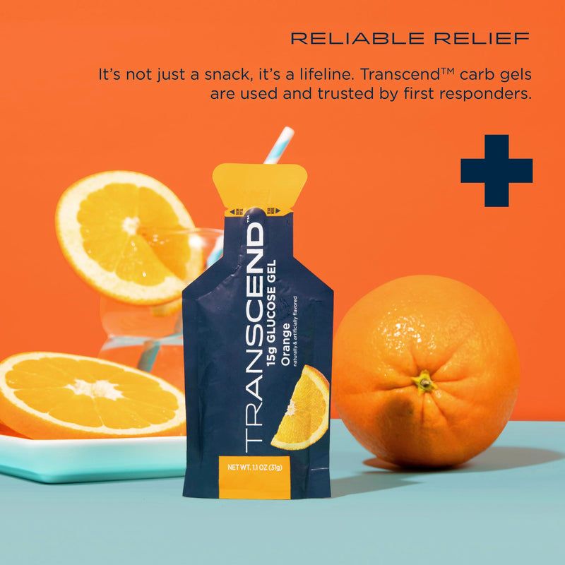 [Australia] - Transcend Foods Orange Gel (1.1 oz, Pack of 10) Fast-acting Carb Gel Orange Flavor – Caffeine Free, Gluten Free 