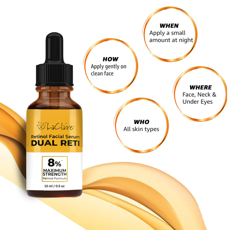 Fresh Look, Same Ingredients 8% Complex Retinol Facial Serum – Anti-Aging, Brightening Neck & Facial Serum, Helps Nourish Skin with Lactic Acid, Vitamin A, & Retinyl Palmitate – 15 ml 0.5 Fl Oz (Pack of 1)