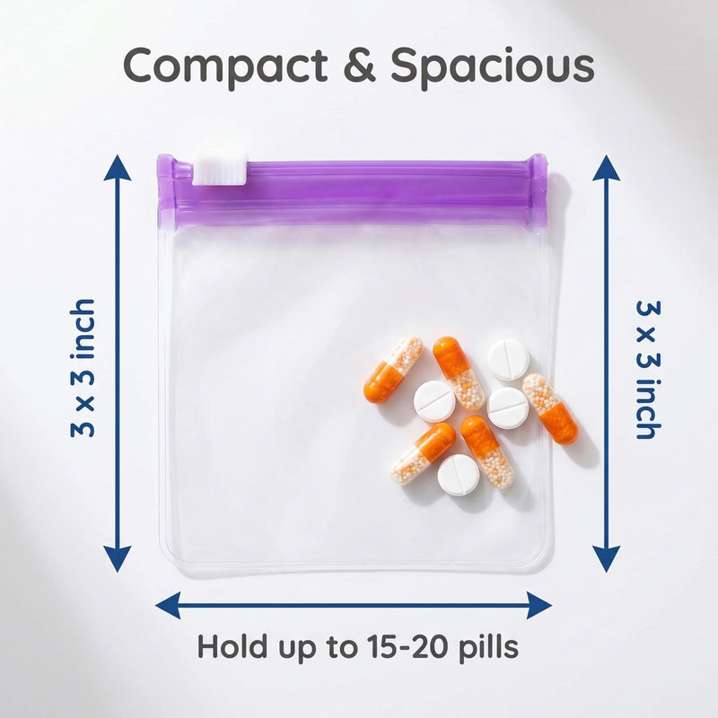 Self Sealing Medicine Bags, 2026 Waterproof Pill Pouch Set, Reusable Travel Pills Organizer for Medicine Vitamins Small Items, Self-Sealing Zipper Medicine Bags for Daily Use (14pcs)
