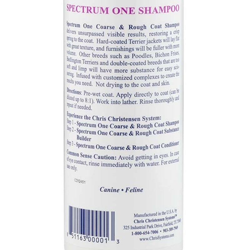 Chris Christensen Spectrum One Dog Shampoo, Coarse and Rough Coat, Groom Like a Professional, Maintain Crisp Texture, Will Not Dry Out Coat or Skin, Made in The USA, 16 oz 16 Ounce - PawsPlanet Australia