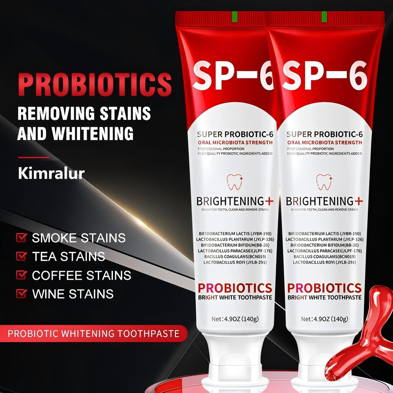 Sp-6 Probiotics Whitening Toothpaste, Sp-6 Ultra Whitening Toothpaste, Enhanced Formula with Enamel-Safe, Fluoride-Free, Fresh Breath Mint Flavor for Oral Health (1) 1