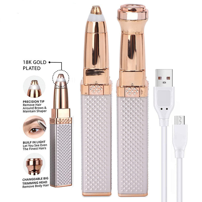 [Australia] - Hair Removal for Women, 2 In1 Eyebrow Epilator Eyebrow Trimmer Body Hair Groomers Electric Hair Remover for Eye Brows Hair Removal Lip Hair Shaver Hair Removal Device 