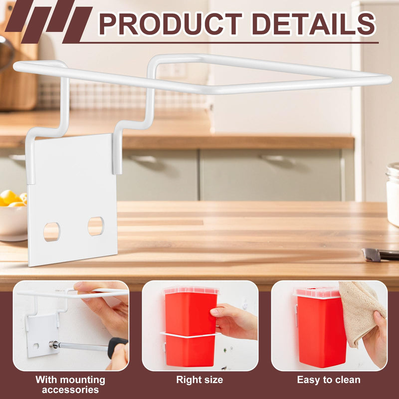 [Australia] - 2 Set Wall Mount Sharps Container Mounting Bracket for 1 Quart 8702, 8702T, 8721 Stackable Sharps Container, White 