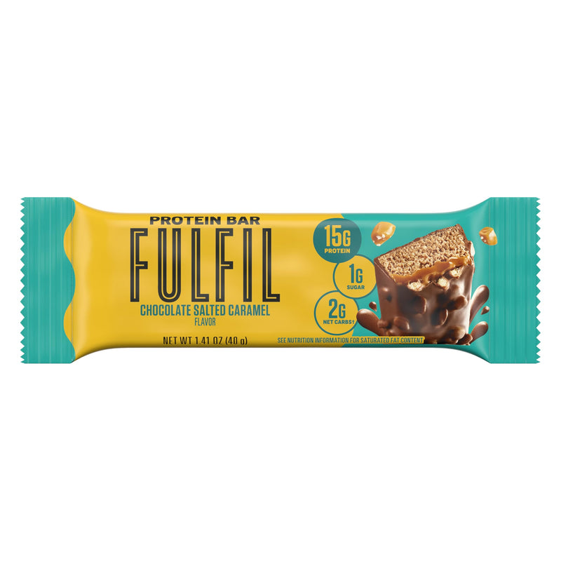 [Australia] - FULFIL Protein Snack Bars, Chocolate Salted Caramel Flavored, Gluten Free with 15g Protein, Pantry Staples, 12 Count 1.41 Ounce (Pack of 12) 