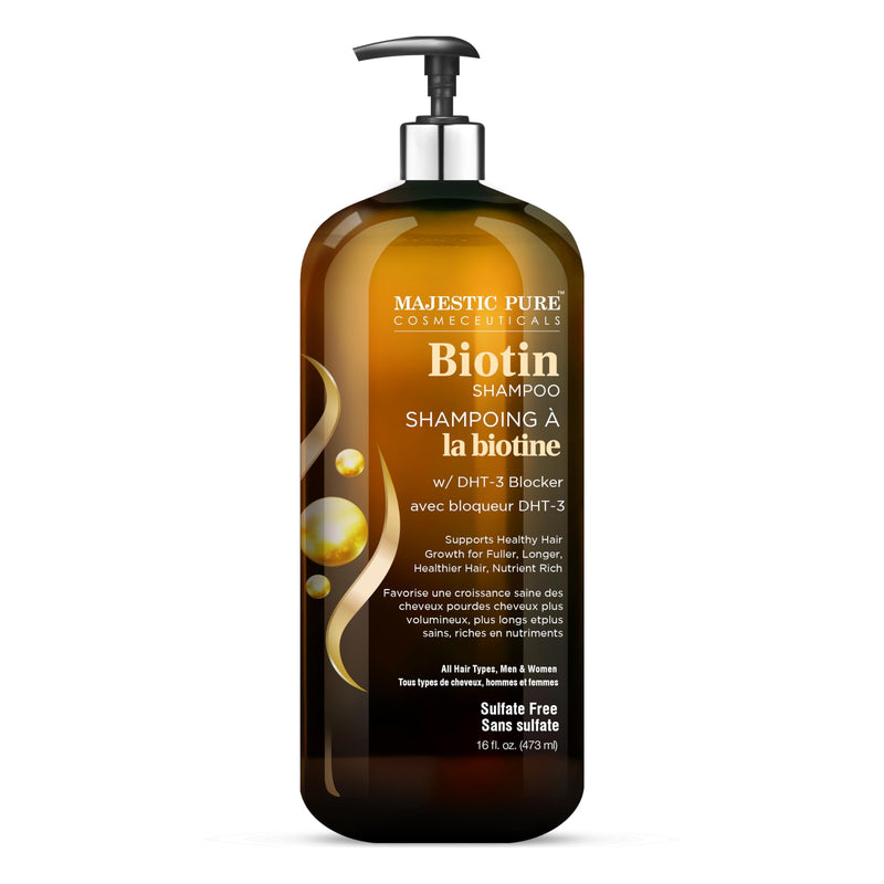 Majestic Pure Biotin Volumizing Shampoo - 16 Fl Oz | Ideal for Hair Loss - with DHT-3 Blocker - Hydrating & Nourishing - Sulfate Free, for Men & Women - Thin Hair Shampoo