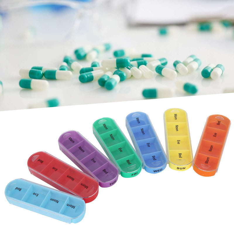 7 Day Pill Organizer, Weekly Reminder Vitamin Holder Supplements Pills Storage Dispenser Box Medicine Case Bag Portable Capsule Carrier Fish Oil Container 4 Times A Day 28 Grid Travel Medication