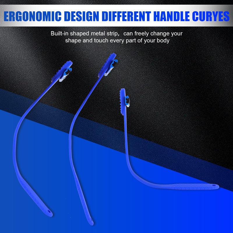 Back Shaver for Men,Back Hair Removal for Men with Long Bendable Ergonomic Silicone Handle,10 of The Wet or Dry Disposable Razor Blades,Bath Brush Included(Blue)