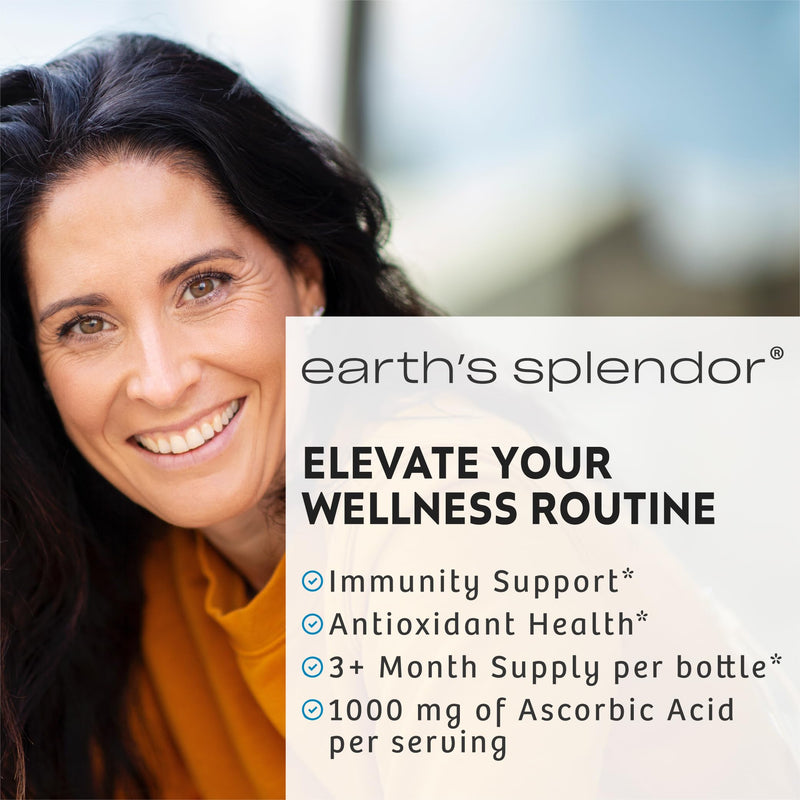 Earth's Splendor Vitamin C 1000mg Immune Support Supplement 2 Pack | Antioxidant Health Daily Wellness Immune Support Caplets Three Month Supply Men Women Ascorbic Acid/ Vit C 1000 2 Pack