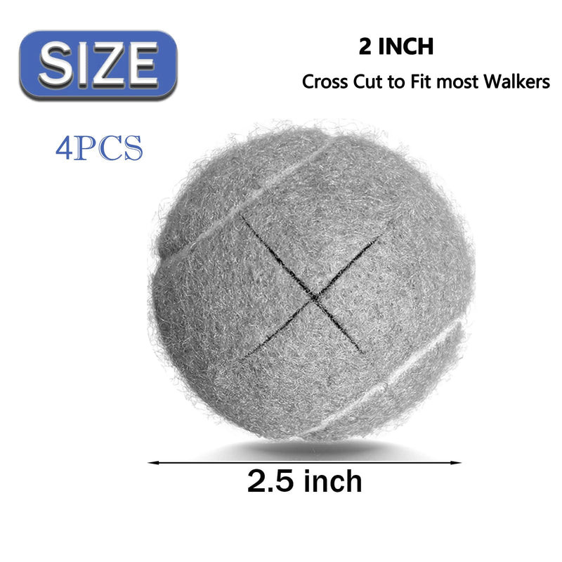 [Australia] - Tennis Balls for Walkers, Pre Cut Walker Glide Balls for Chairs, Desks, Furniture Legs and Floor Protection, Heavy Duty Long Lasting Felt Pad Glide Coverings - 4PCS Gray Gray-4PCS 