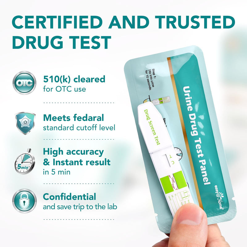 [Australia] - Easy@Home Marijuana Test Dip Card: Drug THC Urine Strips Kit for At Home Detox 50ng/mL Cutoff Level Over The Counter Use- Instant Testing Result in 5 Minutes - # EDTH-115 Pack of 5 5 Count (Pack of 1) 