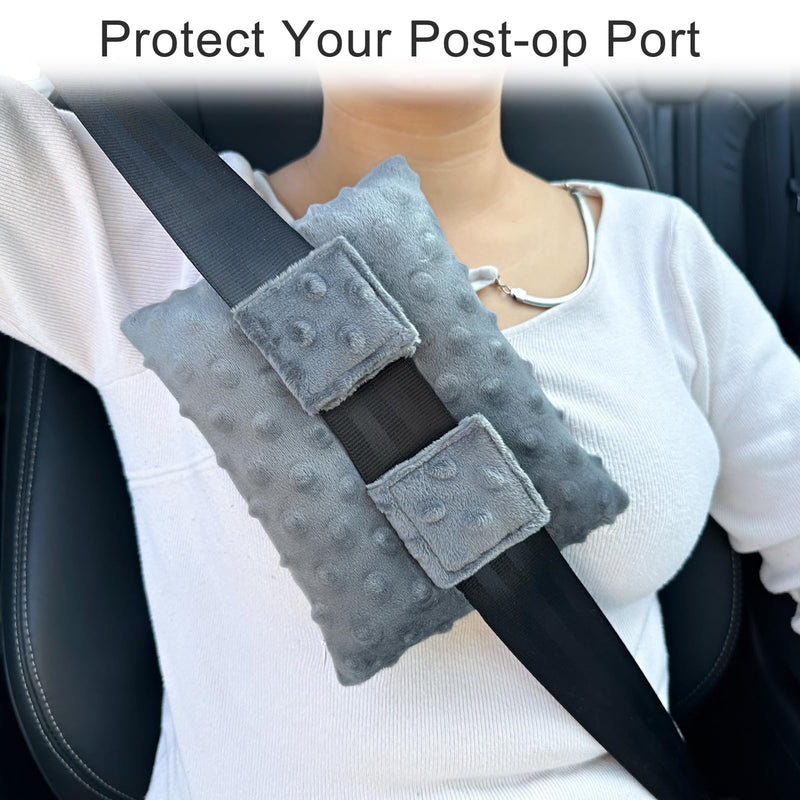 [Australia] - Pacemaker Pillow Chemo Port Pillows for Mastectomy, Open Heart Surgery Recovery Gifts Breast Cancer Bypass Post Surgery Cushion, Minky Dot Dark Gray 