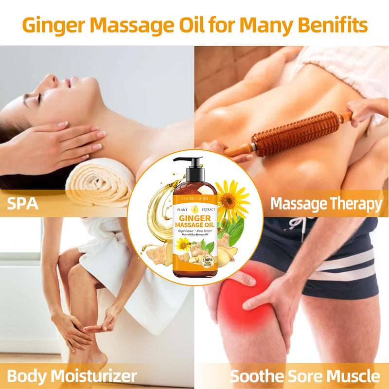 [Australia] - Ginger Oil Massage Oil for Massage Therapy,Ginger Oil Lymphatic Drainage Massage,Sore Muscle Massage Oil,Natural Ginger Body Oil for Gua Sha Massage with Arnica Oil-Warming,Relaxing,Soothing Muscles 