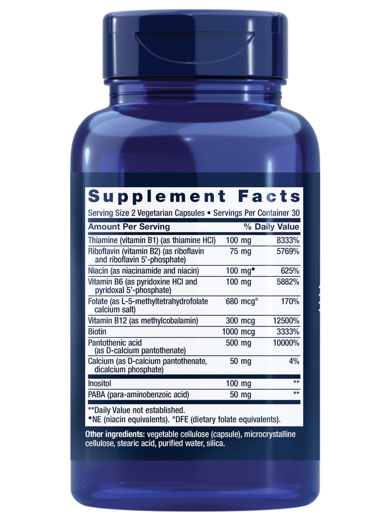 Life Extension BioActive Complete B-Complex, 60 Vegetarian Capsules | Complete B Complex for Heart, Brain & Nerve Support with Healthy Energy & Metabolism in Vegetarian Capsules 60 Count (Pack of 1)