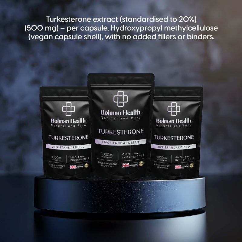 Turkesterone Capsules | 1000mg Ajuga Turkestanica Extract (20% Standardised) | Supports Strength, Muscle Function & Recovery | 60 Vegan Capsules | Non-GMO | Turkesterone Supplement