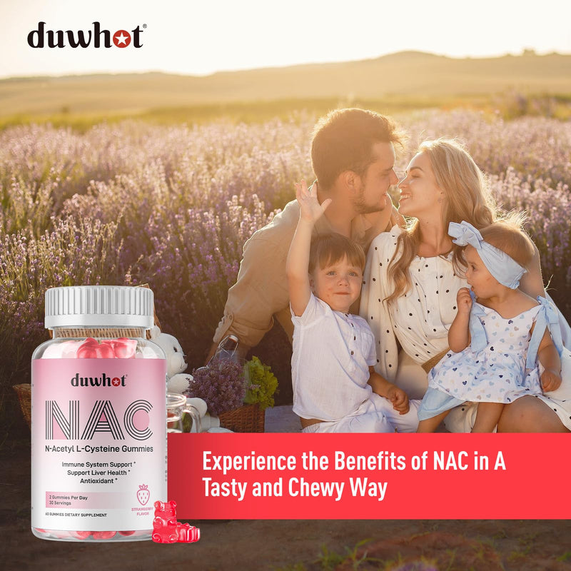 [Australia] - NAC Gummies 600mg, N Acetyl Cysteine Supplement NAC Chewable for Antioxidants & Immune Support, Lung & Liver Health, Natural Strawberry Flavor, 60ct 