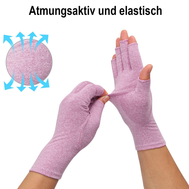 [Australia] - 2 Pairs Arthritis Compression Gloves for Rheumatoid Osteoarthritis Relief, Relieve Muscle Tension, Fingerless, Breathable & Moisture Regulating, Women and Men (Purple, M) Purple 