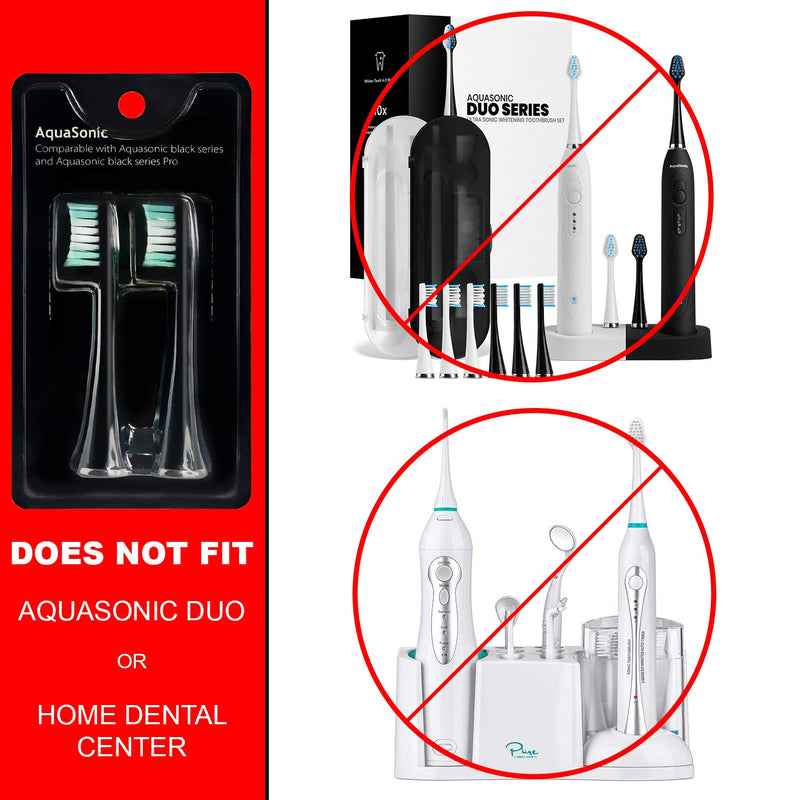 [Australia] - AquaSonic Standard Replacement Brush Heads | for Normal & Sensitive Teeth | Compatible with Many AquaSonic Toothbrush Handles (2 Pack Black) 2 Pack Black 2 Count (Pack of 1) 