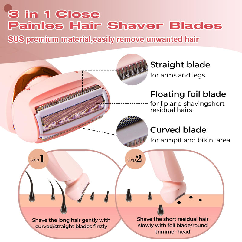 [Australia] - Livora Electric Shaver for Women,2 in 1 Wet & Dry Painless Hair Removal with 2 Removable Heads,Rechargeable Cordless Womens Razor for Bikini,Legs,Arms,Underarm Area,IPX7 Waterproof(Blue) Blue 