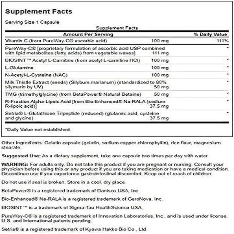 Swanson Dr Stephen Langer's Glutathione Precursor Complex, 60 Capsules | Glutathione-Boosting Complex with Pharma-Grade Aminos, TMG and ALA plus Setria for Antioxidant and Detox Support