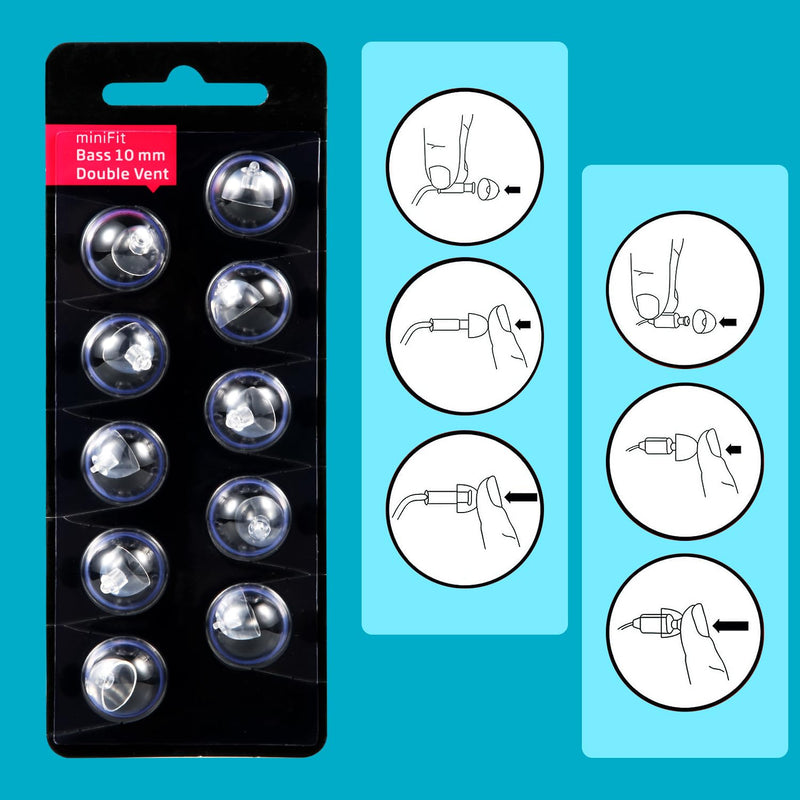 2 Pack/20pcs Hearing Aid Domes for Oticon, 10mm Replacement Domes for Oticon Universal Silicone Hearing Aid Domes Suitable for Oticon MiniFit Hearing Aid Supplies (Black)