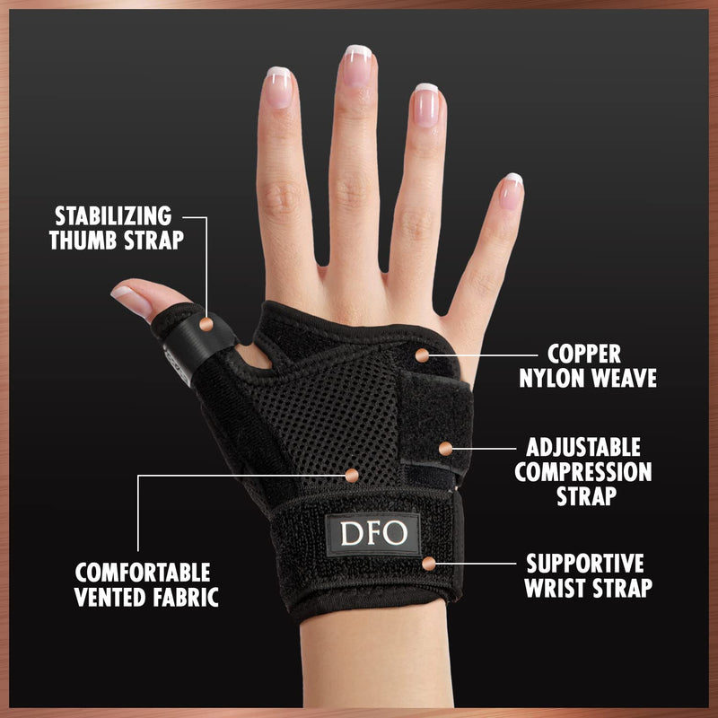 [Australia] - Dr. Frederick's Original Reversible Copper Infused Wrist Thumb Brace - 1 Brace - Spica Splint for De Quervain’s Tendonitis, Arthritis, CMC, Pain Relief - Left or Right Hand - Fits Men and Women 