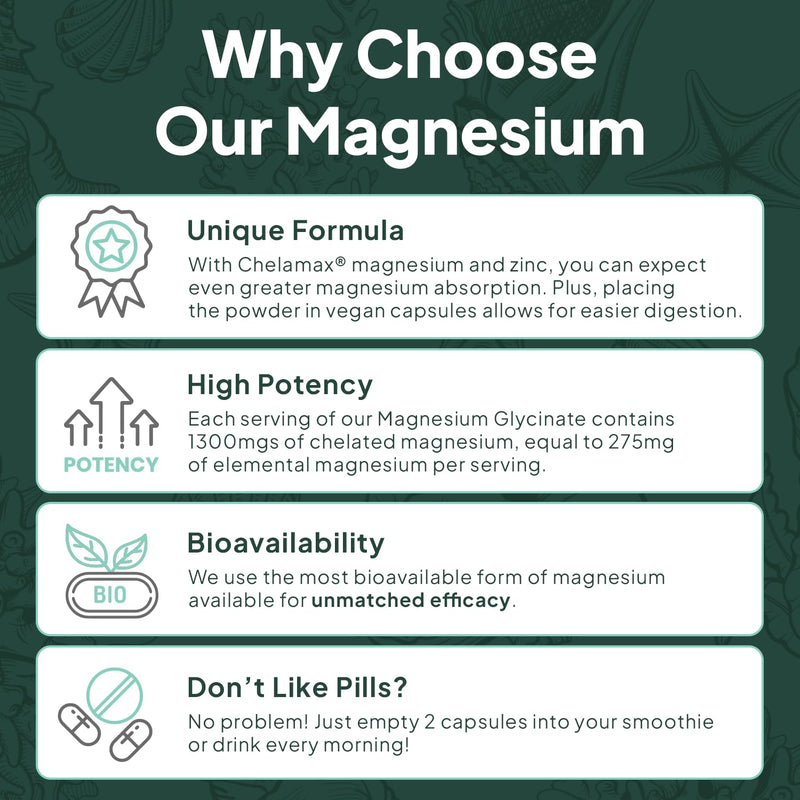 [Australia] - Pure Magnesium Glycinate with Zinc - Maximum Strength Chelated Magnesium Supplement for Women and Men for Muscle Cramps and Sleep Support - 90 Capsule 90 Count (Pack of 1) 