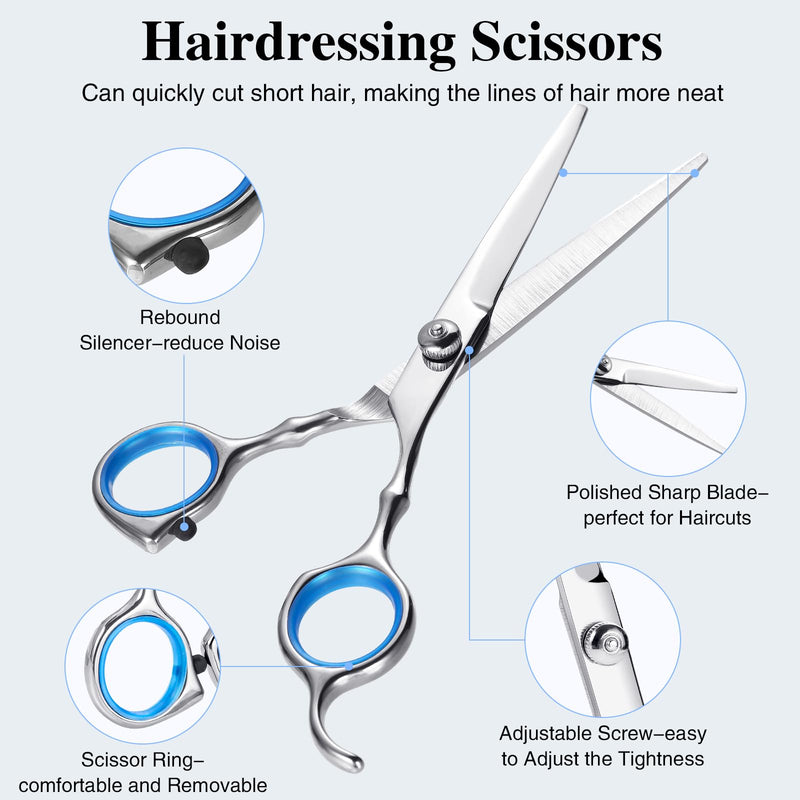 [Australia] - Hairdressing Scissors, 6.7 Inch Sharp Hair Scissors Set Stainless Steel Hair Cutting Scissors Professional with Protective Case, Hair Scissors Hairdresser Thinning Scissors for Beginners, Barber Shop, Pet Silver 