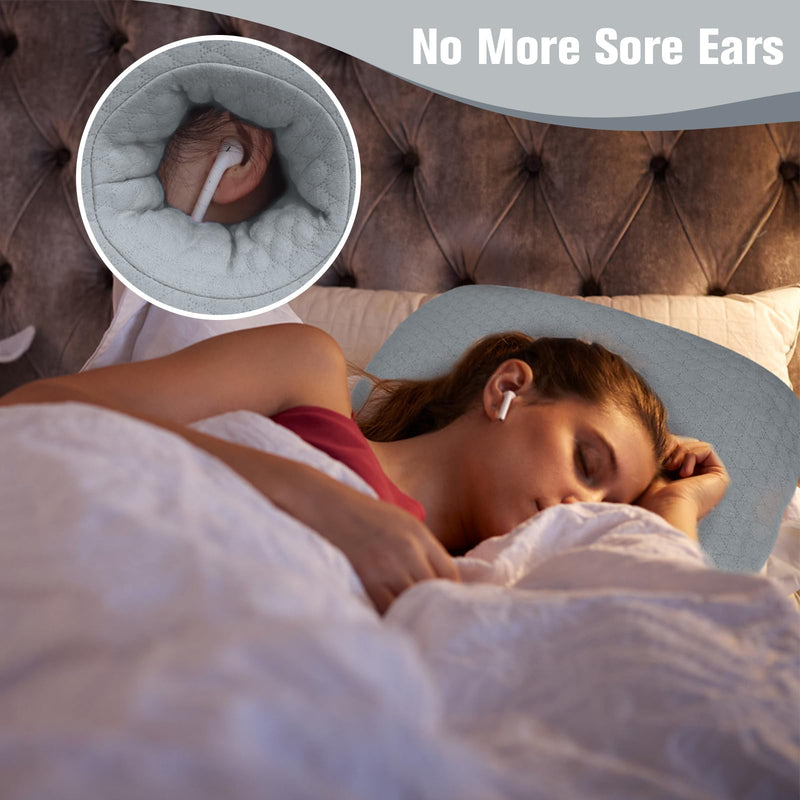 [Australia] - Ear Piercing Pillow for Side Sleepers, Ear Pillows with Holes for Pain, Earring Inflammation Pressure Sores, Cotton Earring Pillow for CNH Side Sleepers Light Gray 