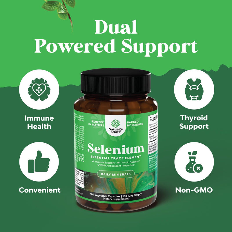 [Australia] - Yeast Free Selenium 200mcg Capsules - High Potency Selenium Supplement for Immunity Antioxidant and Thyroid Support Essential Trace Mineral - Vegan Non-GMO Gluten Free & Made in The US (100 Servings) 