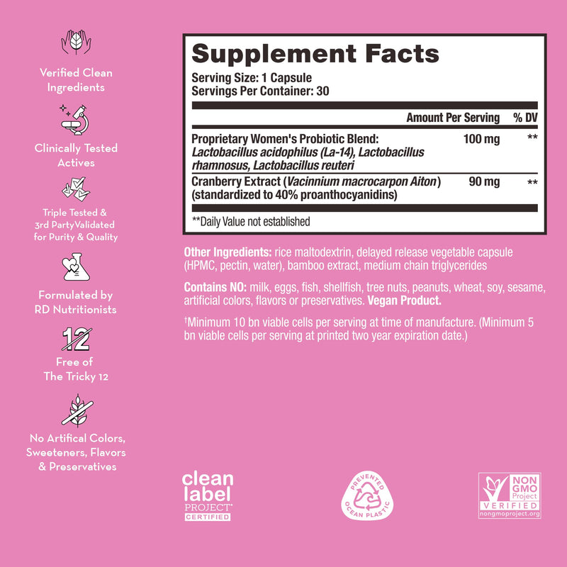 [Australia] - HUM Private Party Vaginal Probiotics for Women's pH Balance- Cranberry & Lactobacillus Blend -Womens Vaginal Health Supplement - Promote Healthy Vaginal Odor & Vaginal Flora - (30-Day Supply) 30-Day Supply 