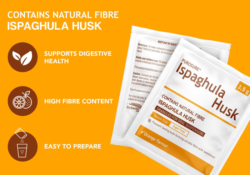 Purosure Ispaghula Husk Orange Drink Sachets | Contains Natural Fibre | Pack of 30 1