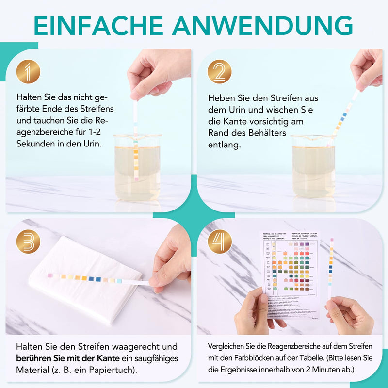 [Australia] - Easy@Home 11 parameter urine test strips: 15x urinalysis rapid test - health test for detecting cystitis, urinary tract infection, diabetes, kidney function & more - with color scale 
