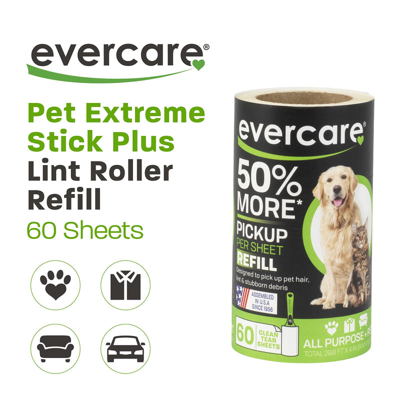 [Australia] - Evercare Extra Sticky Pet Lint Roller Refill 60 Sheets, 6-Pack 