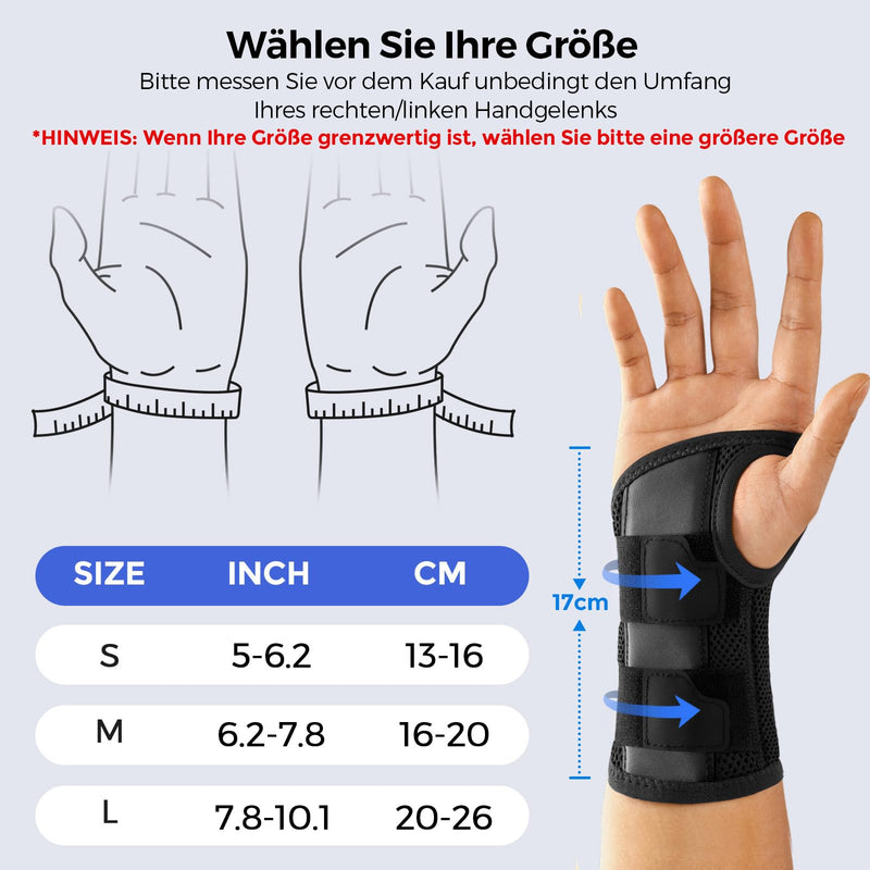 [Australia] - FREETOO Flexible Lightweight Wrist Splint for Carpal Tunnel, Breathable Hand Splint with Snug S-Shaped Splint, Adjustable Wrist Support for Sprain, Tendonitis, RIS Gray-Right Hand M (Wrist 6.2"~7.8") 