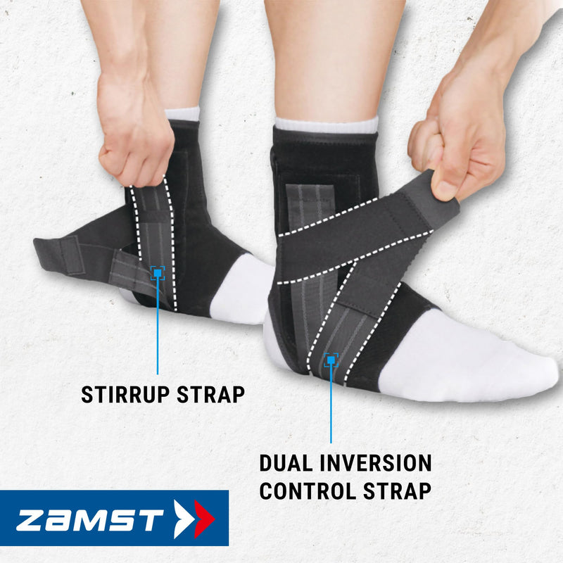 Zamst A1 Black Ankle Brace for Sports - Breathable Sports Ankle Support for Men and Women with Adjustable Three Way Straps for Moderate Lateral Ankle Sprain - Left, Medium Black - Left