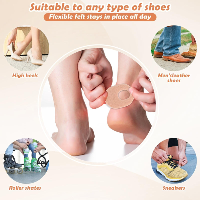 [Australia] - Shynek 72 Pcs Callus Pads Soft Felt Callus Cushion Pads for Bottom of Foot Self Adhesive Foot Callus Cushions, Corn Pads for Feet for Men and Women Pain Relief Foot Care, Beige, Oval Shape 