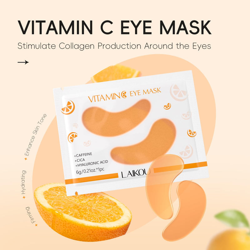 LAIKOU Skin Care, Vitamin C Skin Care Set, Facial Skin Care Products | Cleanser, Eye Cream, Toner, Serum, Face Cream, Lip Mask, Eye Mask, Glowing Mask for Women Birthday Mother's Day Christmas 11pcs