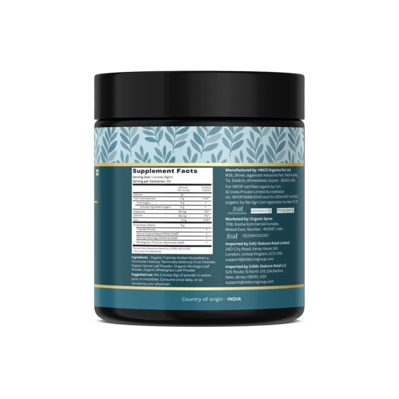 Organic Spree Good Gut Powder – 150 g (5.3oz) | USDA Organic Certified | Ayurvedic Blend of Triphala, Moringa, Wheatgrass & Senna (1) 1
