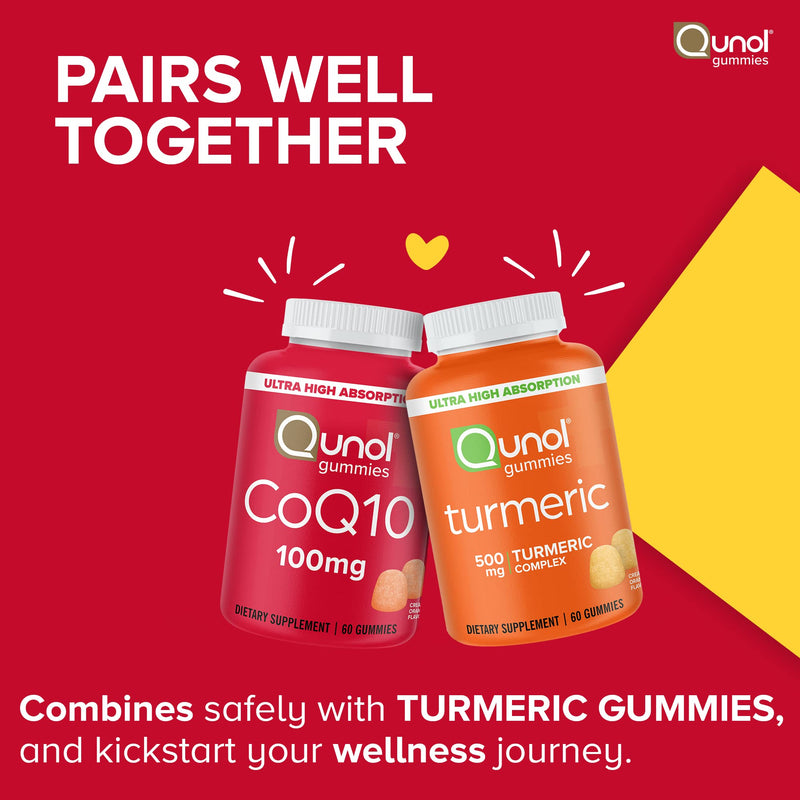 [Australia] - Qunol CoQ10 Gummies, CoQ10 100mg, Delicious Gummy Supplements, Helps Support Heart Health, Vegan, Gluten Free, Ultra High Absorption, 2 Month Supply (60 Count, Pack of 2) Creamy Orange 120 Count (Pack of 1) 