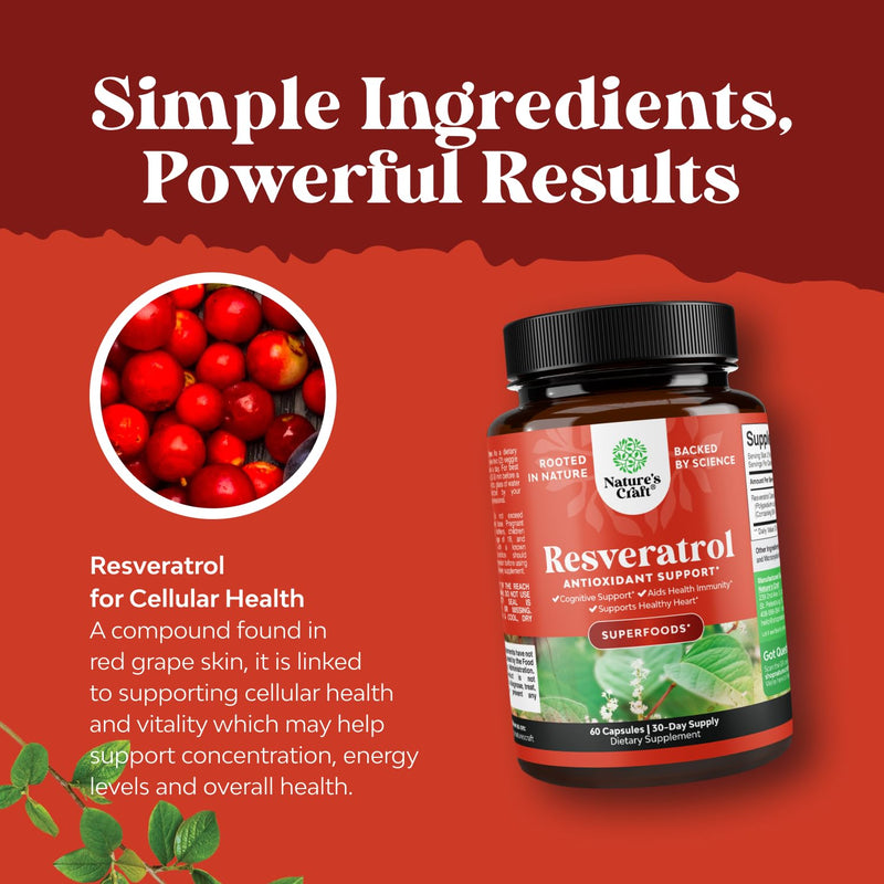 Bundle of Resveratrol Capsules with AMPK Metabolic Activator for Metabolism Boost & Cellular Efficiency and Acai Berry Antioxidant Support for Women & Men for Immune System and Cognitive Health