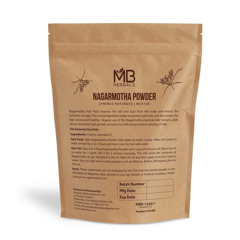[Australia] - MB Herbals Nagarmotha Powder 227 Gram | Half Pound | Cyperus rotundus | Nut Grass | Mustha | Shacao | Hair Care, Hair Growth 