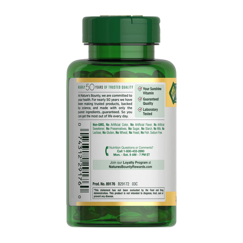 Nature's Bounty Vitamin D3 5000 IU Softgels, 240 Count 240 Count (Pack of 1)