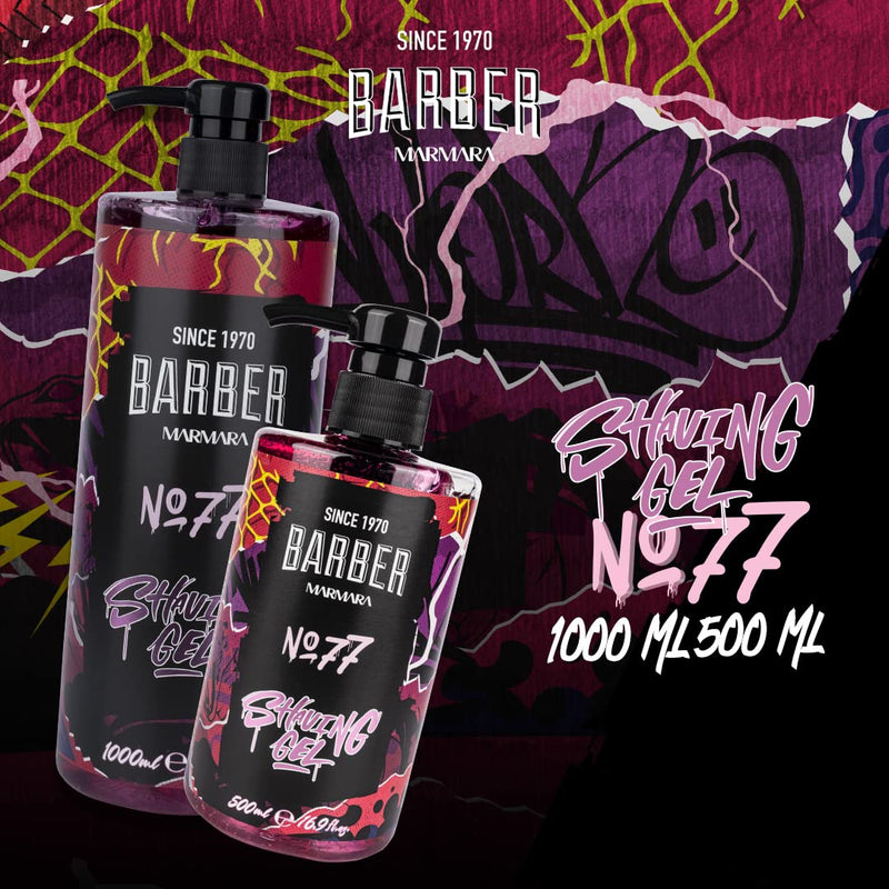 [Australia] - BARBER MARMARA shaving gel men No.77 - men's shaving gel transparent 500ml - shaving gel men - for a precise shave of the beard contours - optimal gliding - cools the skin - with single pump dispenser 