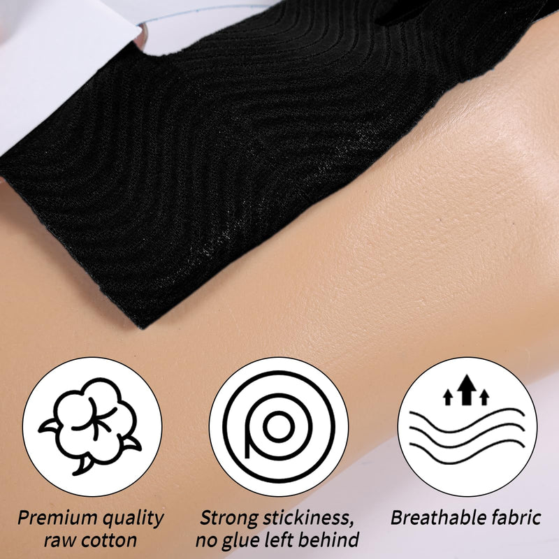 20pcs Precut Kinesiology Tape for Knees, Breathable & Waterproof Knee Support Stickers for Knee Comfort, Stability & Muscle Support Patches, Latex-Free Elastic Athletic Tape Strips (Black)