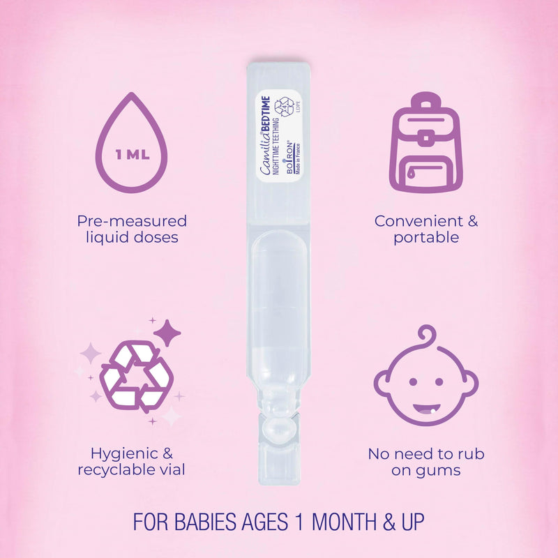 [Australia] - Boiron Camilia Bedtime Liquid Doses for Nighttime Teething Relief, Painful Gums, Restlessness, and Irritability - 30 Count 30 Dose Bedtime 