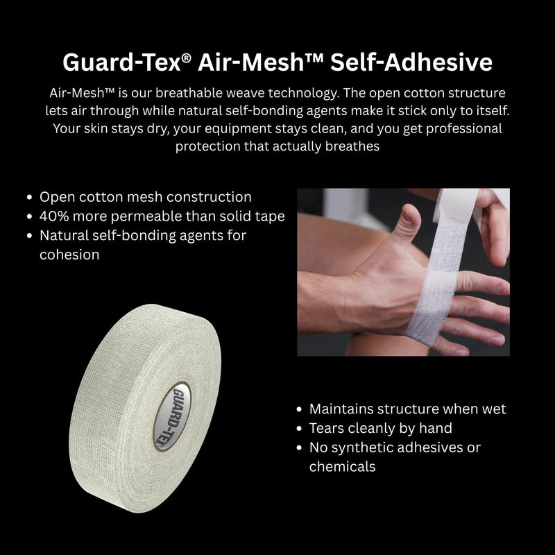 Guard-Tex® Blue Athletic Finger Tape - Self-Adhesive Natural Cotton Air-Mesh™ No Residue - 3/4 Inch - 6 Pack x 90ft (540ft) USA Made 6 rolls, 3/4" Cobalt Blue