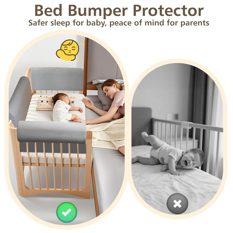 [Australia] - Toddlers' Bed Rail Bumpers – Extra Height Bed Rail Protector, Washable Cover, Anti-Collision, Fits Cribs,Toddler, Bunk & Loft Beds, 2.3 Ft, 1-Pack 