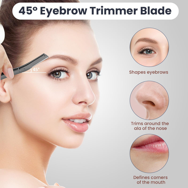 [Australia] - Dermaplaning Tool for Face, Dermaplane Razor for Peach Fuzz with Metal Grip, Professional Eyebrow Razor for Women, Facial Razor for Women Black (12 Replaceable Blades) 