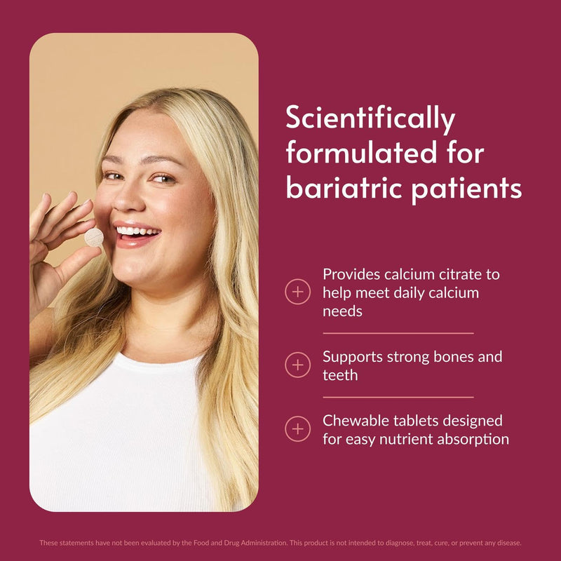 Bariatric Advantage Calcium Citrate Chewable, Wild Cherry, 90 Count | 500 mg Calcium Citrate, for Bariatric Surgery Patients, High-Potency, Easy-Digest Tablets, Bone Strength Supplements* 90 Count (Pack of 1)